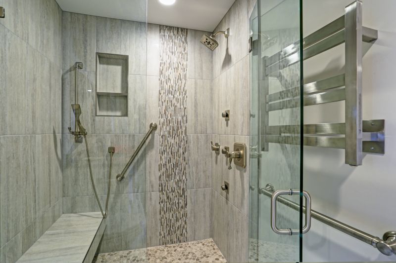 Corner Shower with Modern Tiles
